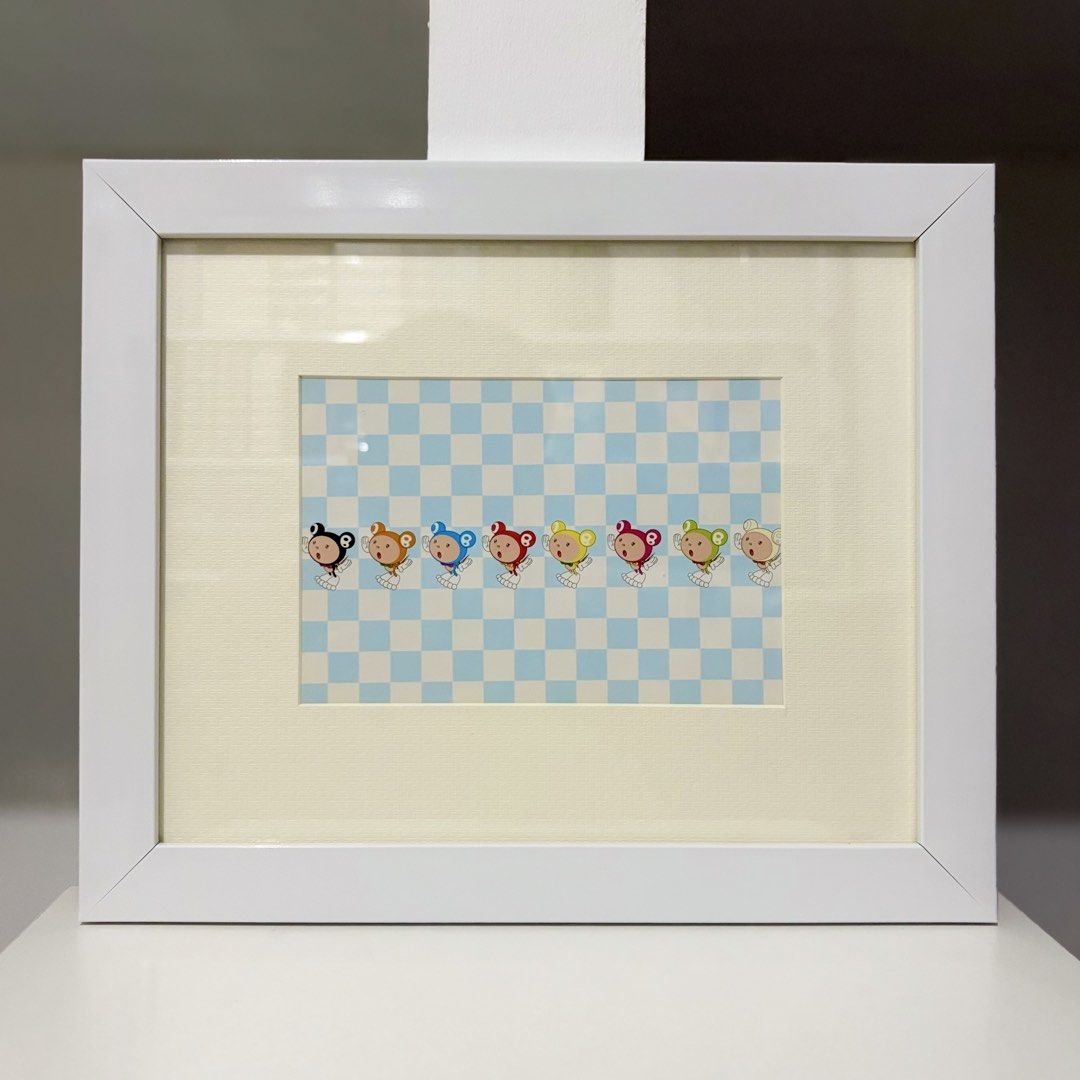 Framed Takashi Murakami Postcard “DOB.G.P” (Category: Art & Prints) located in Santa Rosa. Submitted by shikaricollectibles (Listing ID 1469649236, Image 1). Description: Framed Takashi Murakami Postcard “DOB.G.P” An art postcard featuring Takashi Murakami, released in 2001. Postcard Size: 6.9 x 4.75 inches Frame Size: 12.3 x 10.1 inches Frame Thickness: 1 inches Frame Color: White Glazing: Glass Mat Border: 2 Inches Mat Color: Off-white.