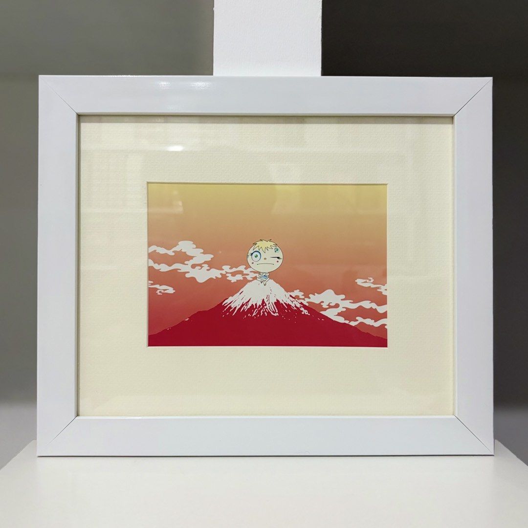 Framed Takashi Murakami Postcard “Mt. Fuji” (Category: Art & Prints) located in Santa Rosa. Submitted by shikaricollectibles (Listing ID 1469683084, Image 1). Description: Framed Takashi Murakami Postcard “Mt. Fuji” An art postcard featuring Takashi Murakami, released in 2001. Postcard Size: 6.9 x 4.75 inches Frame Size: 12.3 x 10.1 inches Frame Thickness: 1 inches Frame Color: White Glazing: Glass Mat Border: 2 Inches Mat Color: Off-white.