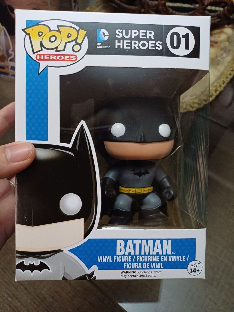 Funko Pop Heroes Batman 01 DC Comics Vinyl Figure (Category: Designer & Blind Box Toys) located in Taguig. Submitted by naxinator (Listing ID 1469717155, Image 1). Description: - 100% Original Funko Pop DC Super Heroes Batman (Figure #01) - Iconic classic grey and black suit design with yellow utility belt - Comes in original box with clear display window and character artwork - Perfect addition for DC fans and Funko collectors - Condition: Good 