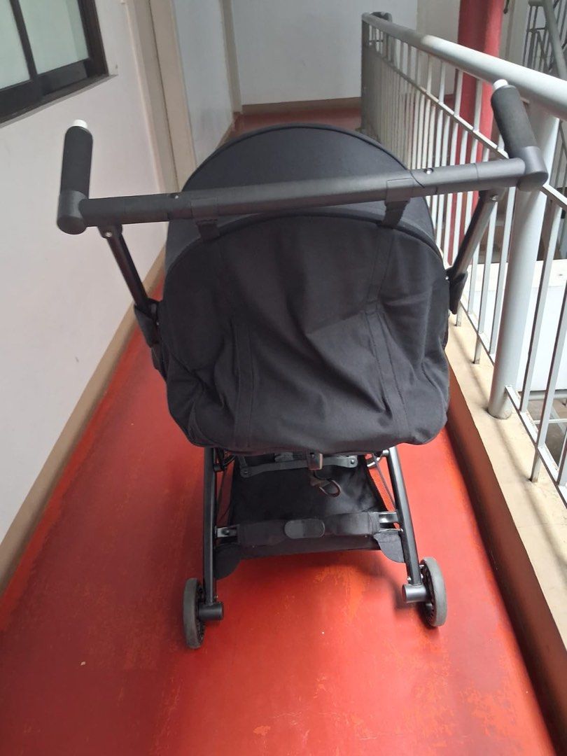 GB Compact Baby Stroller (Category: Strollers) located in Cainta. Submitted by kailiz (Listing ID 1469574985, Image 2). Description: - Sleek all-black compact stroller, perfect for travel and everyday use - Fully enclosed canopy protects baby from sun and wind - Spacious under-seat storage basket for diaper bags and groceries - Comfortable foam-grip push handle for smooth steering - Sturdy frame with smooth-rolling wheels - Quick and easy fold de