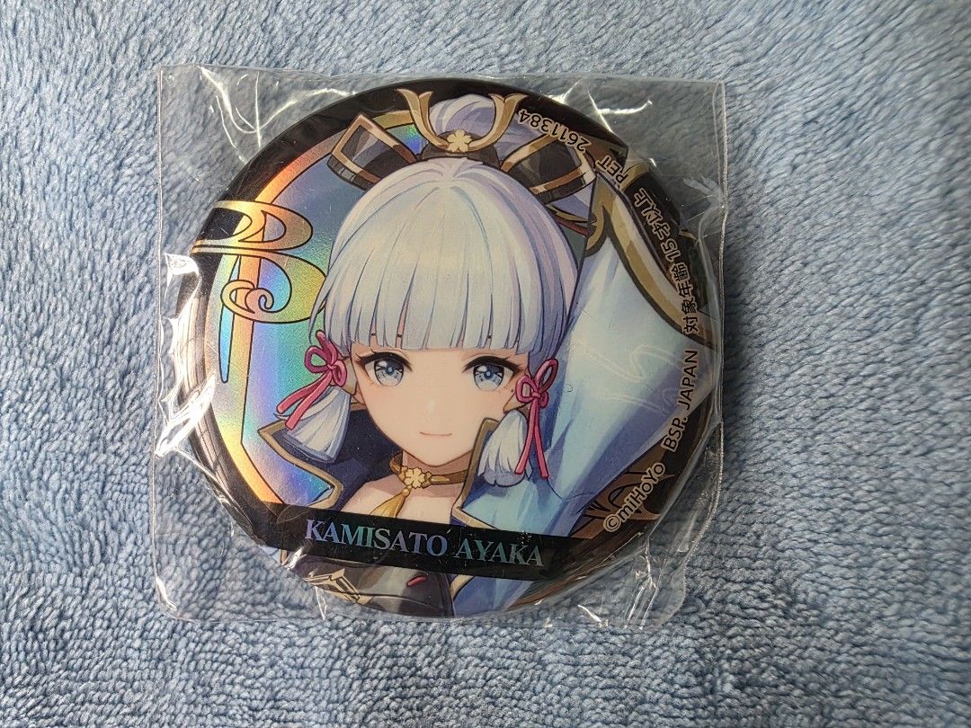 Genshin Impact Kamisato Ayaka Can Badge (Category: Other Merchandise) located in Manila. Submitted by animestuffsshop (Listing ID 1469579502, Image 1). Description: Genshin Impact Kamisato Ayaka Can Badge - Official - WYSIWYG MOD: JNT, LBC COP, Lalamove MOP: GCASH.