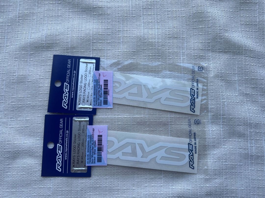 Genuine RAYS Racing logo stickers (Category: Emblem, Sticker and Decals) located in Quezon City. Submitted by gymkhana103 (Listing ID 1469637907, Image 1). Description: For Sale: - Genuine RAYS Racing logo stickers - Color: White - Size (mm): 140 X 24 - Made in Japan ₱1,500 each Buy 2 for only ₱2,500 🛵 Open for Lalamove / Same-day delivery 📦 Shipping via LBC / J&T available .