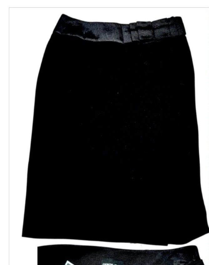 Giorgio Armani Black Skirt (Category: Skirts) located in Paranaque City. Submitted by calm_youngstore7 (Listing ID 1469581325, Image 2). Description: ON SALE! 80% OFF RETAIL! - Brand: Giorgio Armani - Origin: Made in Italy - Condition: Brand new with tags attached - Size: 40 Italian sizing - Measurements: Waist 14.5" across, Total length 25.5" - Design: Elegant pleated waistband with side button and zipper closure - Color: Classic black.