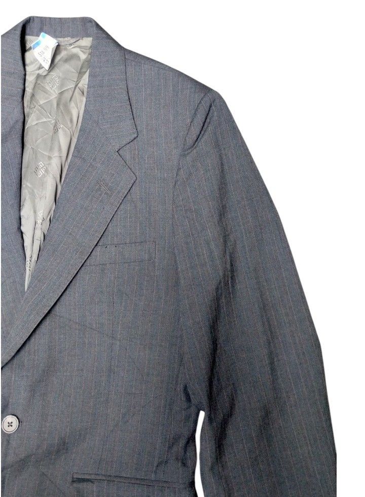 Givenchy Gentleman Paris Tailored Blazer Malibu Clothes (Category: Coats, Jackets and Outerwear) located in Manila. Submitted by niggzreyno51476 (Listing ID 1469584972, Image 3). Description: - Brand: Givenchy Gentleman Paris (Made for Malibu Clothes Beverly Hills) - Color/Pattern: Grey with subtle pinstripe - Style: Two-button front closure, notched lapels, sharp vintage structure - Lining: Custom jacquard lining with ACTWU union label - Care: D