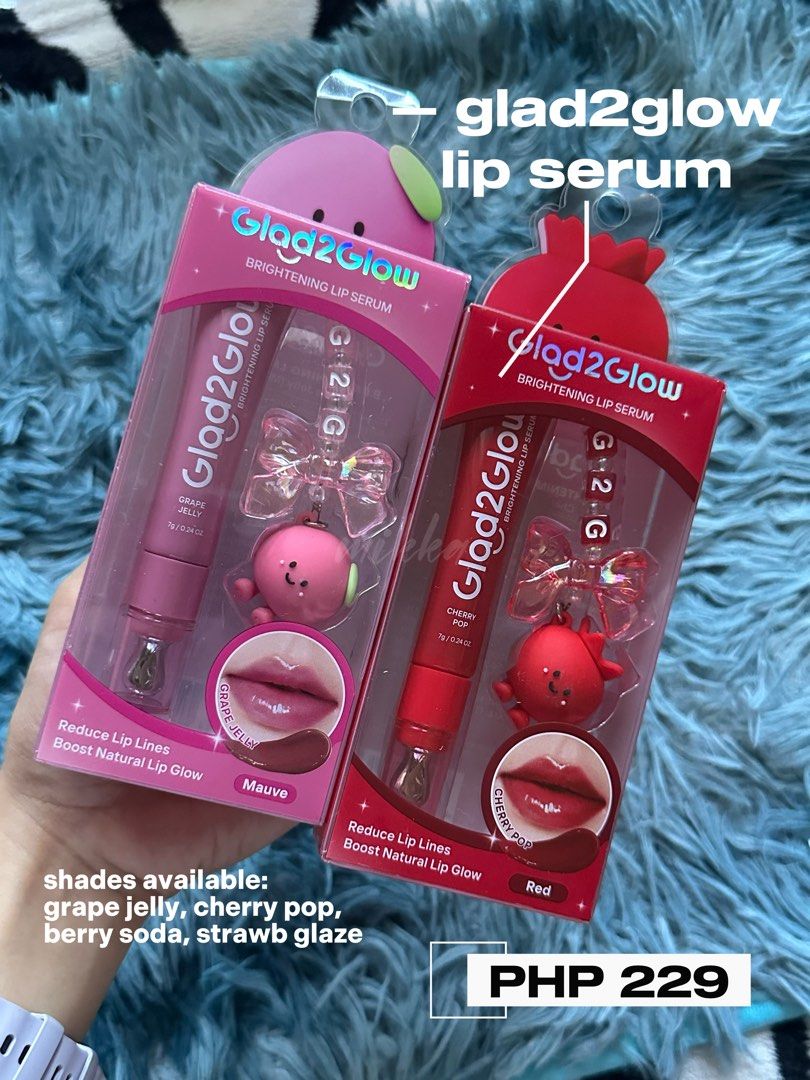 Glad2Glow Brightening Lip Serum with Charm (Category: Makeup) located in Bacolor. Submitted by str4wbebiez (Listing ID 1469663881, Image 1). Description: 💫 G2G lip serum, brand new & below srp ִֶָ🪽་༘ for PHP 229 ONLY (srp: around php 299+) [ limited stocks only! pls check the captions for availability ୭ ᵎᵎ ] strictly first to pay basis! ☻ — mode of payment: ୨ৎ gcash, bank transfer, cash upon meet-up NO COD. can transact via fb/ig mssgs or calls