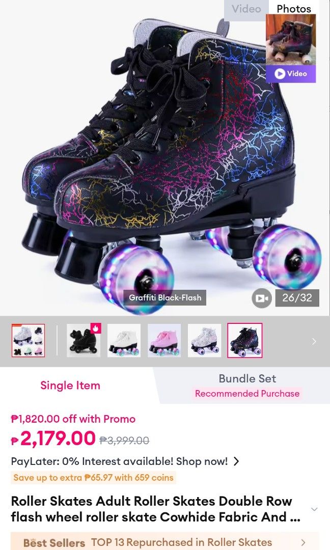 Graffiti Double row Skate (Category: Skates, Rollerblades & Scooters) located in Bacoor. Submitted by directsupplier88 (Listing ID 1469711947, Image 3). Description: fix price size 34-35 with ilaw po wheels loc Bacoor Cavite.
