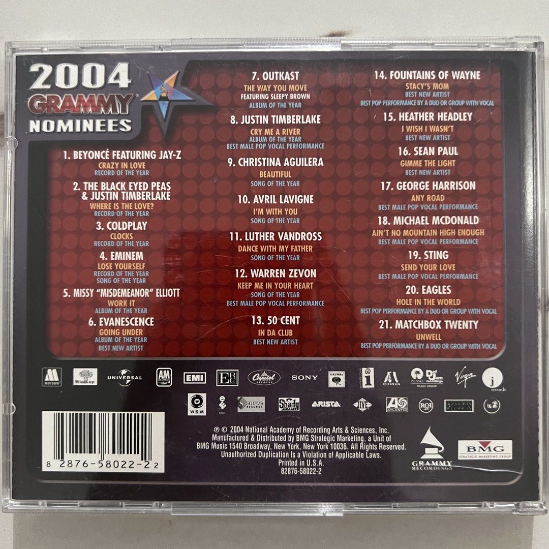 Grammy Nominees 2004 (Category: CDs & DVDs) located in Caloocan City. Submitted by thelittlejewelcase (Listing ID 1469706091, Image 2). Description: .