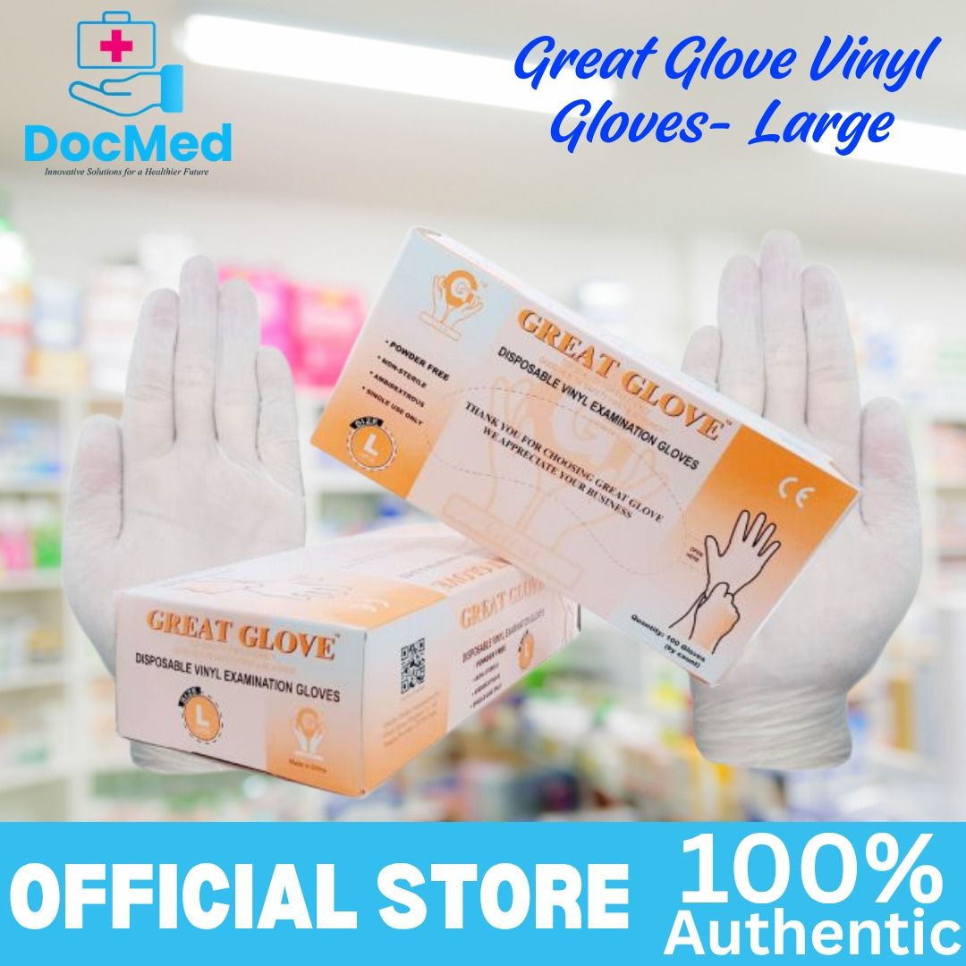GREAT GLOVE VINYL GLOVES 100 PCS PER BOX (Category: Medical Supplies & Tools) located in Quezon City. Submitted by dxs_zyra (Listing ID 1469593143, Image 2). Description: .