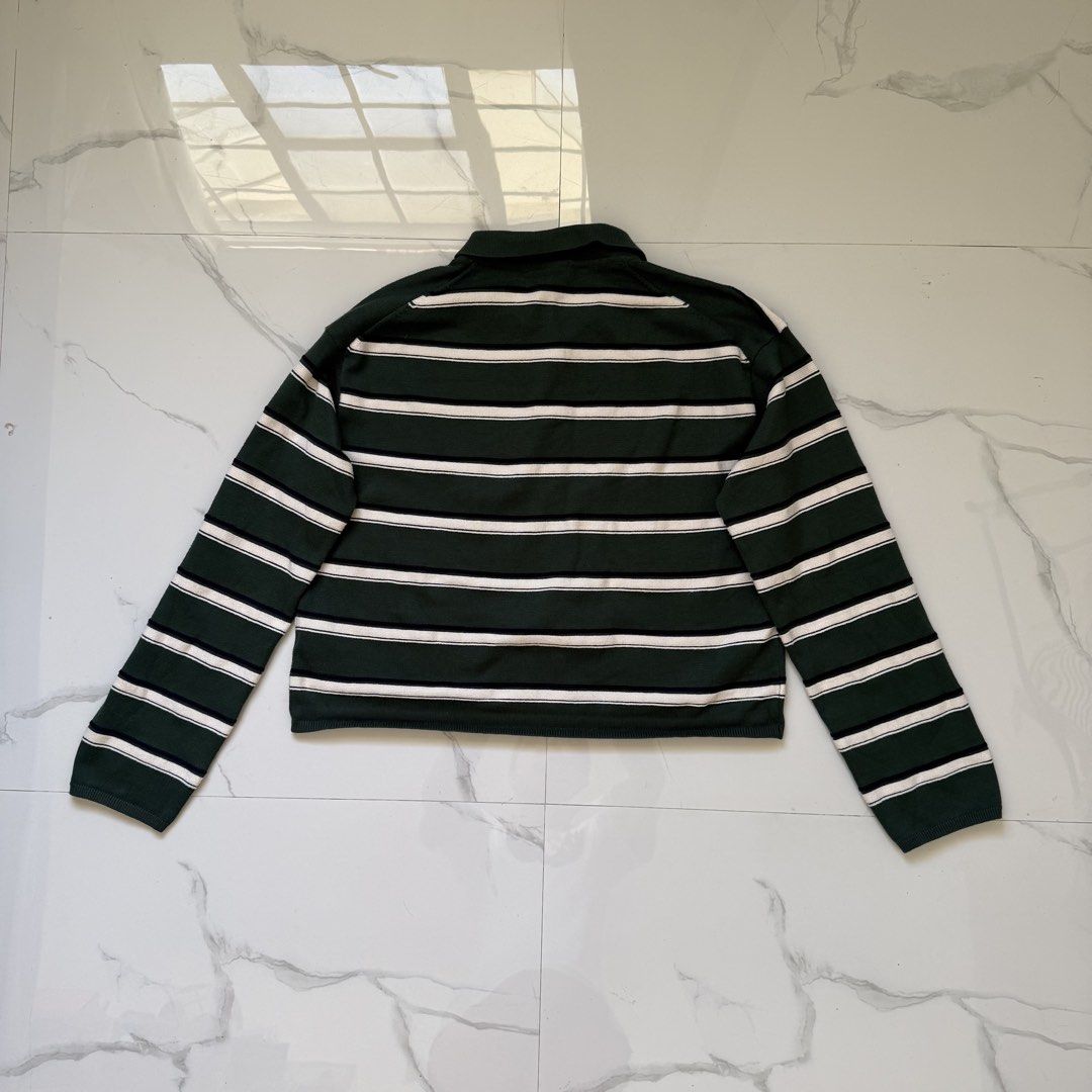 GU Multi Border Polo Sweater (Category: Coats, Jackets and Outerwear) located in Santo Tomas. Submitted by the580closet (Listing ID 1469698071, Image 2). Description: - Size: Large 21 inches - chest 20 inches - length 20 inches - shoulder 21 inches - sleeves.