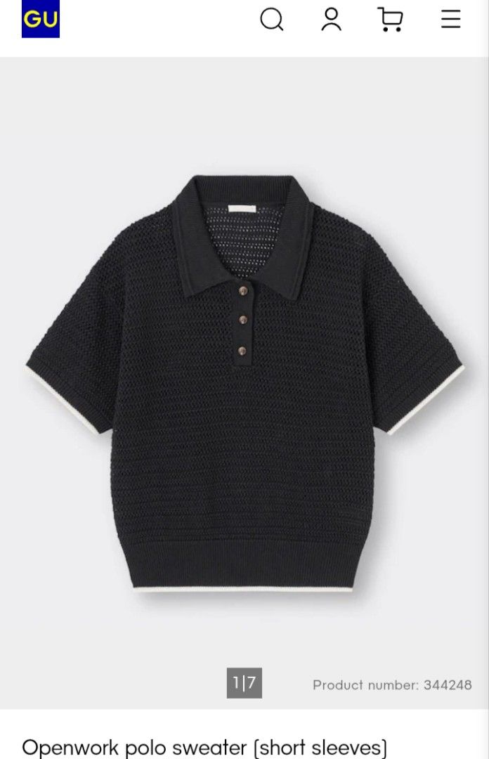 GU Openwork Polo Sweater Short Sleeves (L) (Category: Shirts) located in Manila. Submitted by jpnbrandedcollection (Listing ID 1469676127, Image 1). Description: For sale ‼️‼️ GU OPENWORK POLO SWEATER (SHORT SLEEVE) Size:Large on tag 350 only Excellent condition 10/10 Color rate Mop gcash ship jnt Pampangga Thank you admin ♥️♥️.
