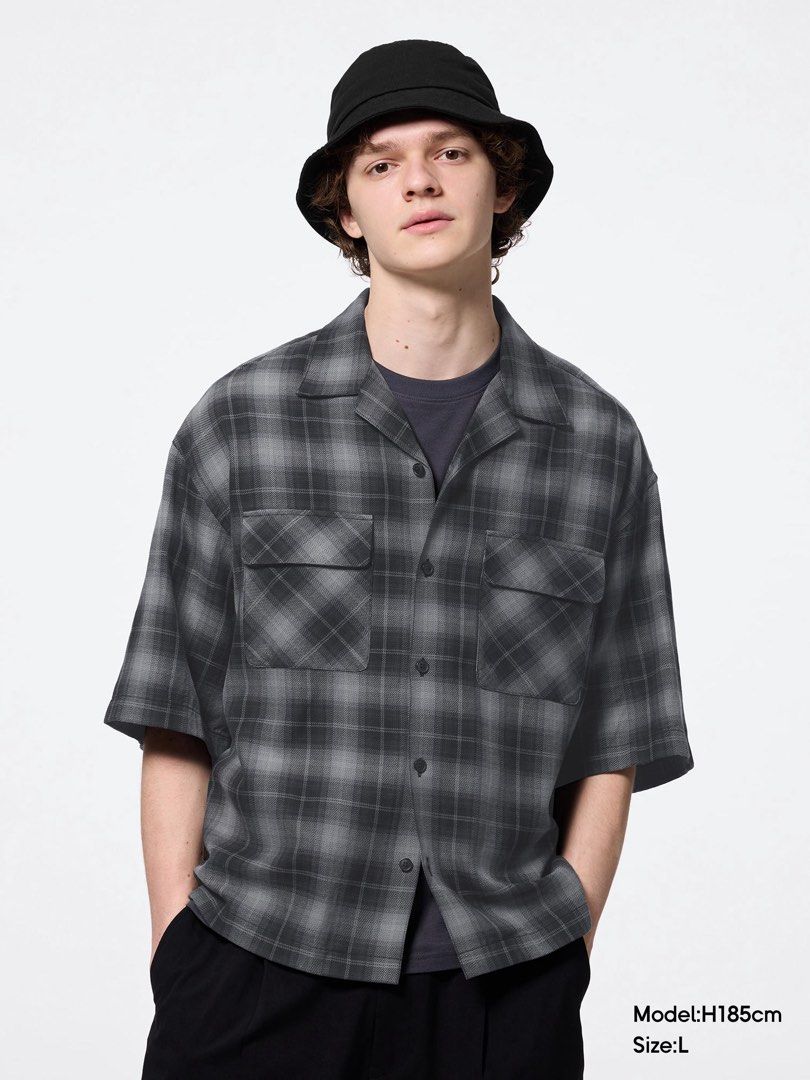 GU plaid shirt boxy fit (Category: Tshirts & Polo Shirts ) located in Bais. Submitted by christian.complexthrift08 (Listing ID 1469757205, Image 2). Description: GU plaid shirt boxy fit (Perfect for daily use) Color: Black Size: L on tag Width: 24.5 inches Length: 26.5 inches Condition: 9.5 / 10 Issue: Price: 499 free shipping Via JNT express.