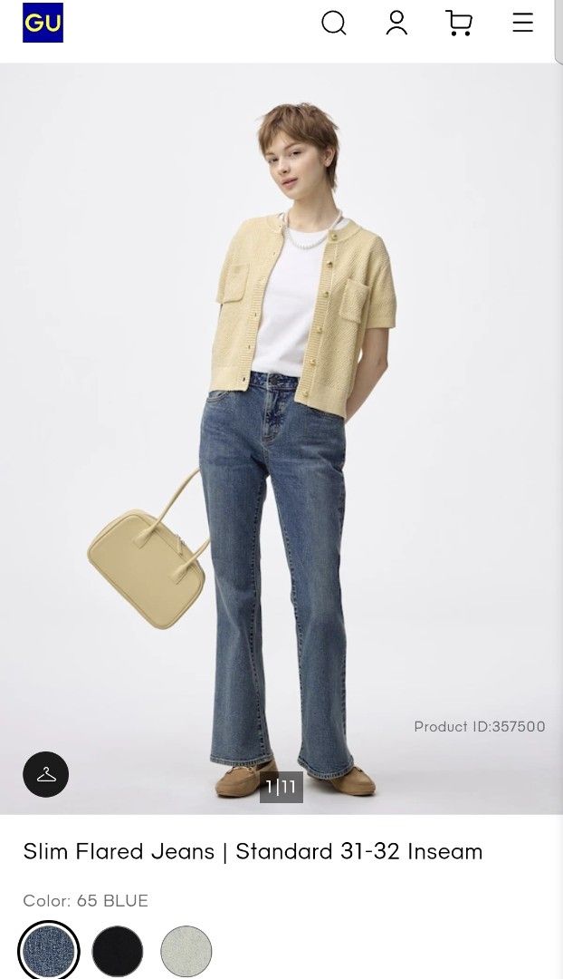 📍GU Slim Flared Jeans (Stretchable) (Category: Jeans) located in Antipolo. Submitted by simplehans (Listing ID 1469586433, Image 1). Description: ‎📍GU Slim Flared Jeans (Stretchable) ‎Size XL ‎Waist- 31 to 34 ‎Length- 40.5 ‎Leg Open- 10.5 ‎Excellent Condition As New ‎DIRECT MESSAGE IF INTERESTED.