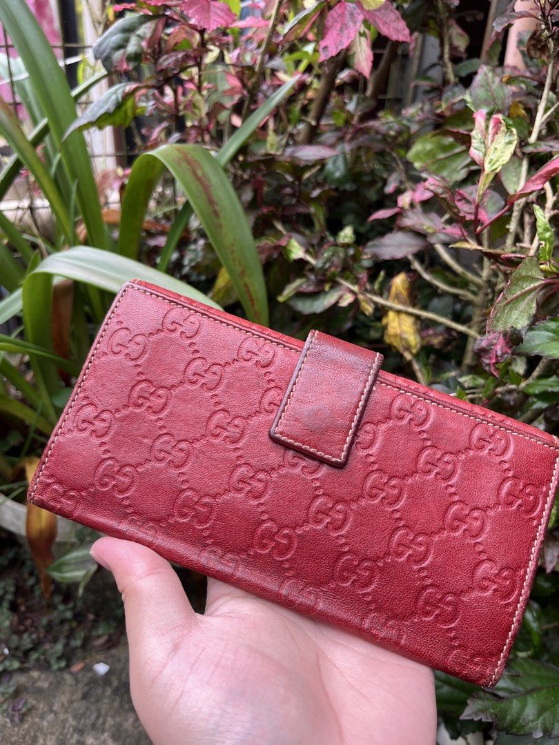 GUCCISSIMA CONTINENTAL RED LONG WALLET (Category: Luxury Bags & Wallets) located in Baguio. Submitted by closetgc.clothingshop (Listing ID 1469618154, Image 2). Description: Gucci guccissima red long wallet Very good condition ( Guaranteed Authentic ) .