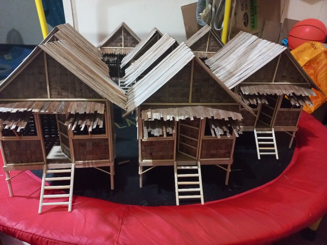 Handmade Miniature Native Bahay Kubo (Category: Vintage Collectibles) located in Calauan. Submitted by rbmanuel25 (Listing ID 1469717751, Image 3). Description: Pre-order 5 working days - Handmade miniaturebahay kubo - Traditional design with woven walls, stick frames, and layered roofing - Includes a small wooden ladder leading to the entrance - Built on detailed traditional stilts - Ideal for collections, school projects, or cultural displays .