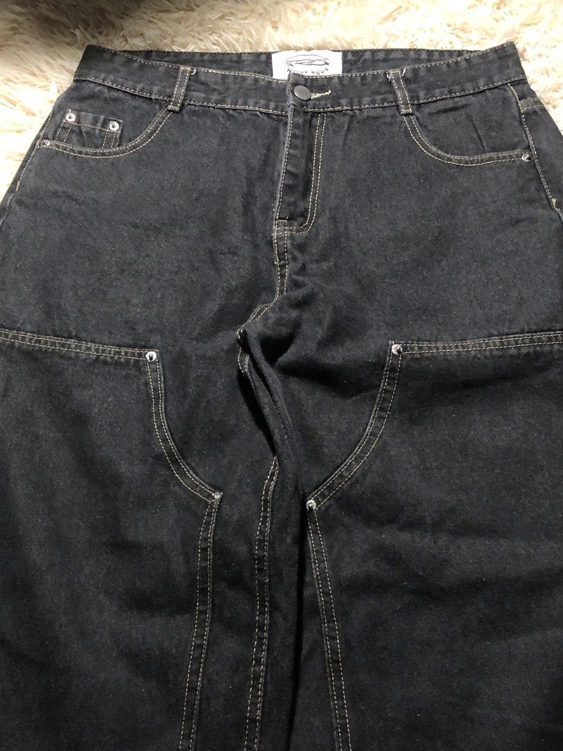Hardy Boys Black Raw Denim Double Knee (Category: Jeans) located in Maria Aurora. Submitted by kylerikathriftshop101010 (Listing ID 1469720684, Image 2). Description: 33-34 41 length 9 hem Hardy Boys black denim jeans, size XL. Double knee panel construction with contrast stitching. Five pocket styling with belt loops. Branded leather patch on the back waistband and woven label inside. Button closure and zip fly..