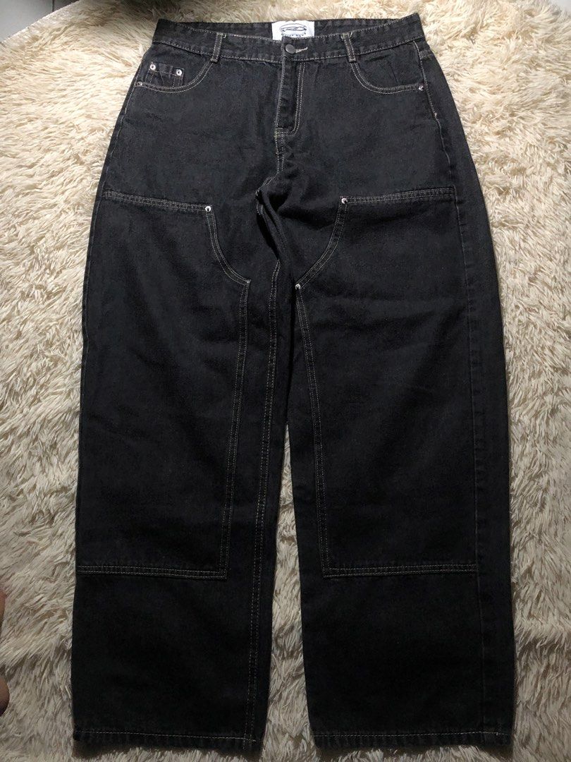 Hardy Boys Black Raw Denim Double Knee (Category: Jeans) located in Maria Aurora. Submitted by kylerikathriftshop101010 (Listing ID 1469720684, Image 1). Description: 33-34 41 length 9 hem Hardy Boys black denim jeans, size XL. Double knee panel construction with contrast stitching. Five pocket styling with belt loops. Branded leather patch on the back waistband and woven label inside. Button closure and zip fly..