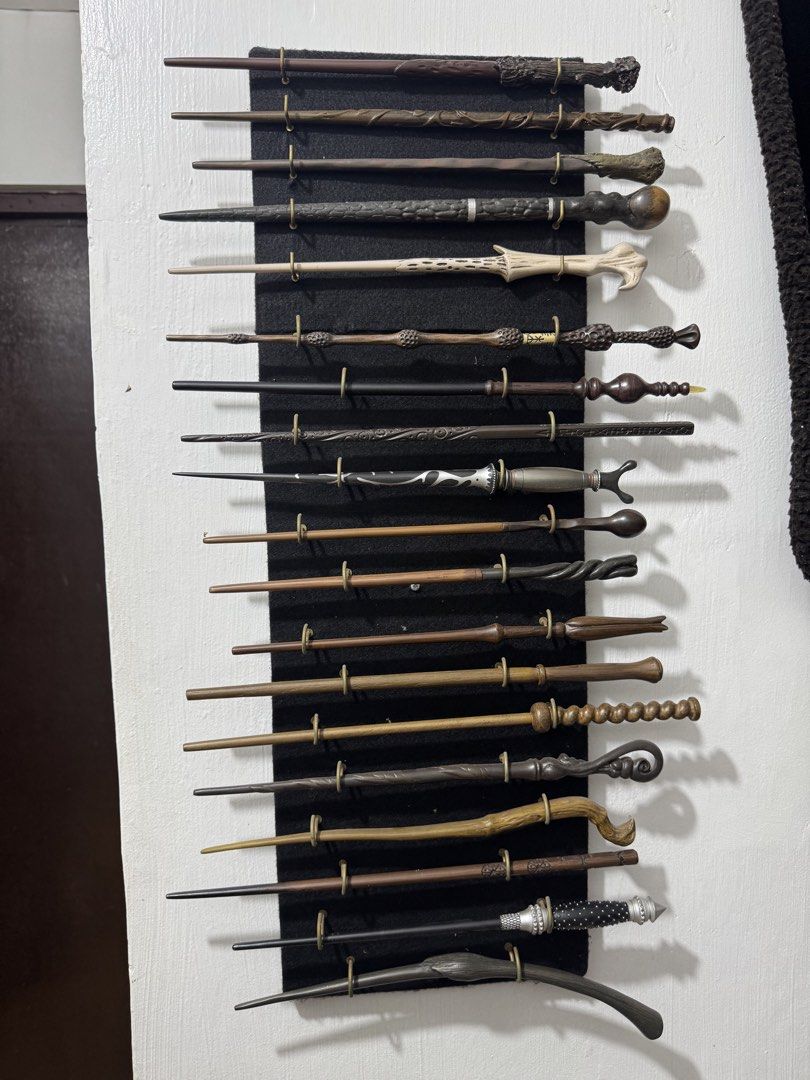 Harry Potter Character Wands Collection Set With Wall Display (Category: Western Merchandise) located in Marikina City. Submitted by oreo042020 (Listing ID 1469738139, Image 1). Description: - Complete Harry Potter wand collection mounted on a stylish black felt display board - Includes iconic wands: Harry Potter, Hermione Granger, Albus Dumbledore, and Lord Voldemort and many more. - Selling as a full bundle or per piece - Great starter set or r