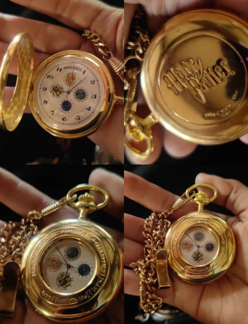 Harry potter pocket watch (Category: Vintage Collectibles) located in Calamba. Submitted by princesspauliney. (Listing ID 1469613931, Image 1). Description: Good as new Harry potter pocket watch Sobrang ganda at kinis pa Official liscensed merchandise by warner bros. 2009 Themed collectible of Harry Potter Warner Bros Pocket Watch Four Houses Gold 4000 fixed price. Take it or leave it. Calamba laguna.