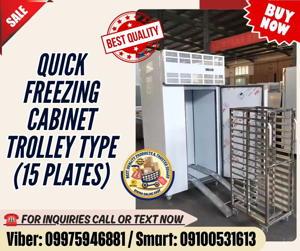 Heavy Duty Blast Freezer Machine Cabinet 15 Plates (Category: Everything Else Others) located in Taguig. Submitted by richjoshuagold (Listing ID 1469630210, Image 1). Description: 🌏 We Can Deliver Nationwide 👉 AP Cargo, LBC & Lalamove (🛳️ Sea /✈️ Air Freight) Price: 672,000 🔥Quick freezing cabinet trolley type (15 plates) Specification: Model: MLHR-15-DL Capacity: 600L Size (MM): 1000*940*2150 Temperature: The temperature of the trolley type 