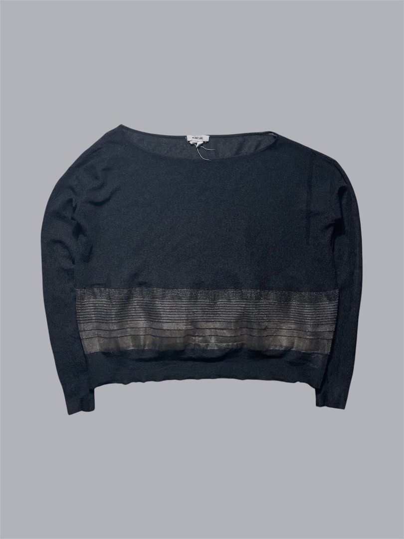 Helmut lang see through Stretch (Category: Blouses) located in Caloocan City. Submitted by renowear (Listing ID 1469580042, Image 1). Description: Helmut lang see through Stretch Excellent Condition Color Rate: 9.5/10 No Issue Measurements • Width: 19 • Length: 25.5 Price: 650 obo DM IF INTERESTED📥.