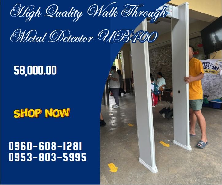 High Quality Walk Through Metal Detector UB400 (Category: Everything Else Others) located in Caloocan City. Submitted by mightywater-74d1 (Listing ID 1469635874, Image 1). Description: 1. 6 detecting zones 2. Sensitivity :2000 levels 3.calibration : Automatic when power on 4. Control Panel: Digital LED Display 5. Access Control : Button Panel 3. Alarm Indicator: LED lamp light and sound 4. People and alarm count display on LED screen 5. Traffic I