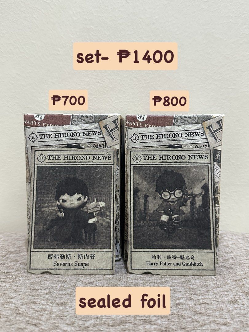 Hirono x Harry Potter (Category: Figurines & Statues) located in Manila. Submitted by inorikim (Listing ID 1469740829, Image 1). Description: Hirono x Harry Potter sealed doil Harry Potter and Quidditch- ₱800 Severus Snape- ₱700 Set- ₱1400 📍Las Piñas 🚚 Lalamove .