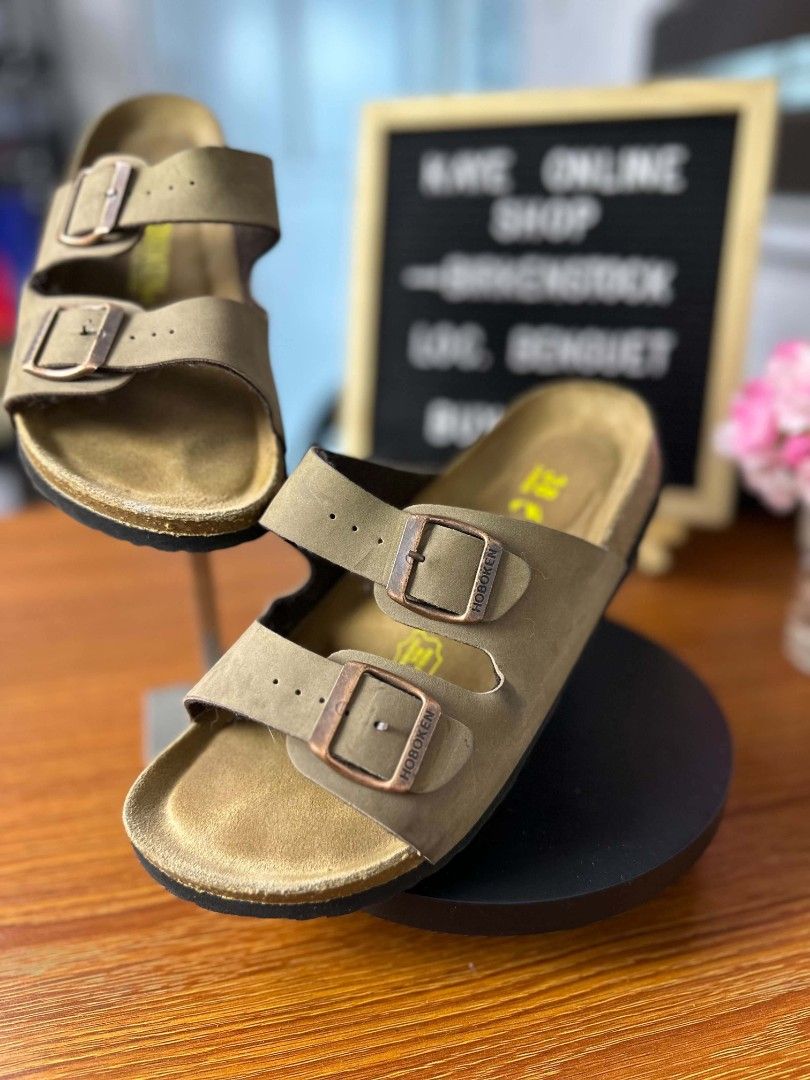 Hoboken two-strap slip-on sandals (Category: Flats & Sandals) located in Baguio. Submitted by kayeonlineshop (Listing ID 1469616955, Image 2). Description: color:brown size:38.