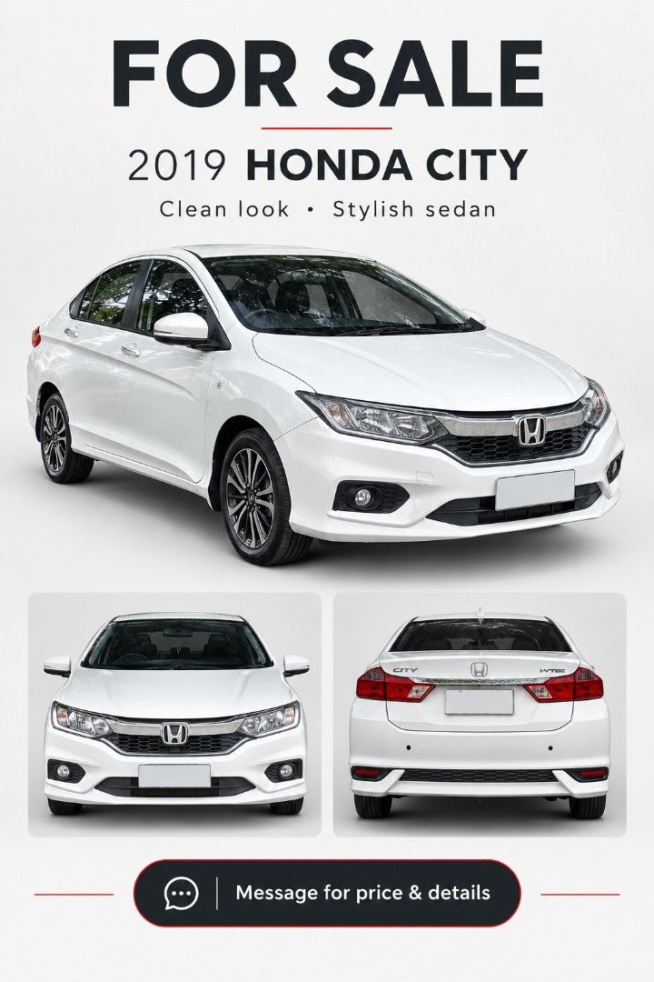 Honda City 1.5 VTEC (A) (Category: Used Cars) located in Quezon City. Submitted by ramoncitoentendez145885 (Listing ID 1469695612, Image 1). Description: Well Maintained Honda City 2019 model with own registration, or and cr updated with mileage of 50000km only. first owner. interested? call 09178949739 or 09178959739 and look for Rossano or Daisy.