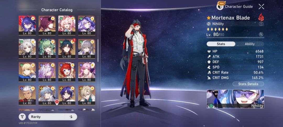 Honkai Star Rail Endgame Account (Category: Game Gift Cards & Accounts) located in Pasay City. Submitted by mahoraga78951 (Listing ID 1469633662, Image 3). Description: - Trailblaze Level 70 Endgame Account - Packed with top-tier Level 80 characters: Himeko, Black Swan, Sparkle, Dan Heng Imbibitor Lunae (DHIL), Acheron, and Kafka - Fully stacked roster, 100% ready for challenging endgame content right away - For more pictures visit the gdrive bel