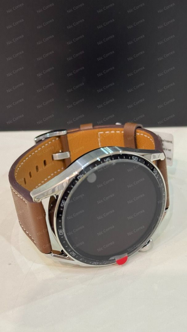 Huawei Watch GT 3 46mm Brown Leather Strap (Category: Wearables & Smart Watches) located in Santo Tomas. Submitted by niccorrea (Listing ID 1469588496, Image 1). Description: - Brand: Huawei Watch GT 3 (46mm) - Design: Silver stainless steel case with classic brown leather strap - Condition: Unused in original packaging; Opened only for testing and charging - Inclusions: Original box, manual, and magnetic charging cable - Key Features: Excellent 