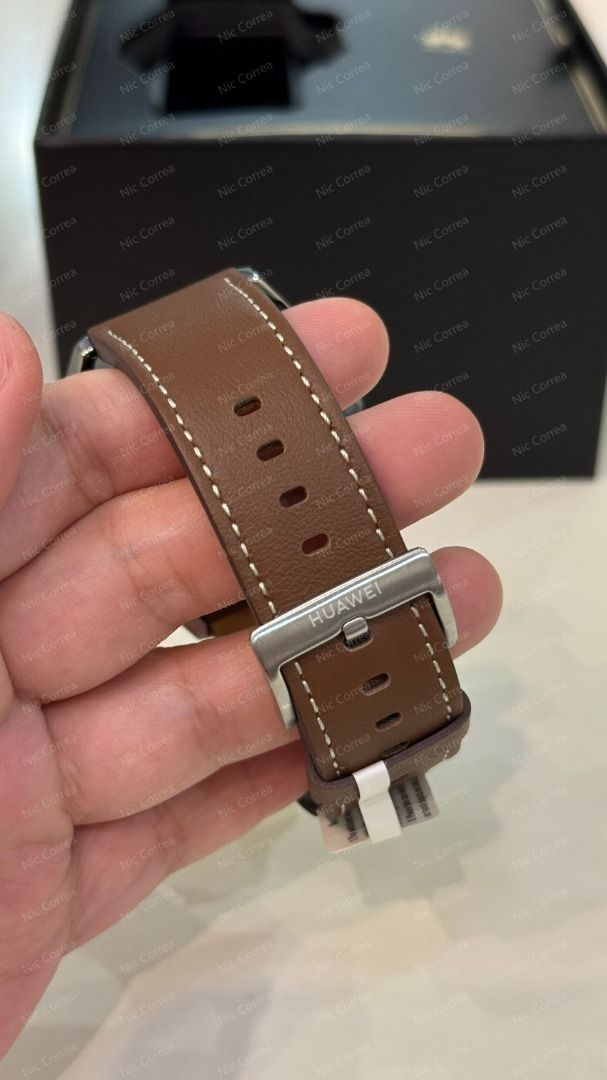 Huawei Watch GT 3 46mm Brown Leather Strap (Category: Wearables & Smart Watches) located in Santo Tomas. Submitted by niccorrea (Listing ID 1469588496, Image 2). Description: - Brand: Huawei Watch GT 3 (46mm) - Design: Silver stainless steel case with classic brown leather strap - Condition: Unused in original packaging; Opened only for testing and charging - Inclusions: Original box, manual, and magnetic charging cable - Key Features: Excellent 
