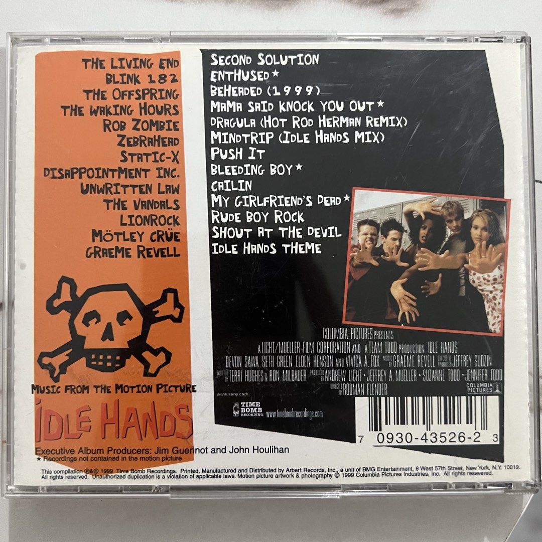 Idle Hands (Music From The Motion Picture) (Category: CDs & DVDs) located in Caloocan City. Submitted by thelittlejewelcase (Listing ID 1469672203, Image 2). Description: featuring Blink 182 The Offspring Zebrahead Motley Crue .