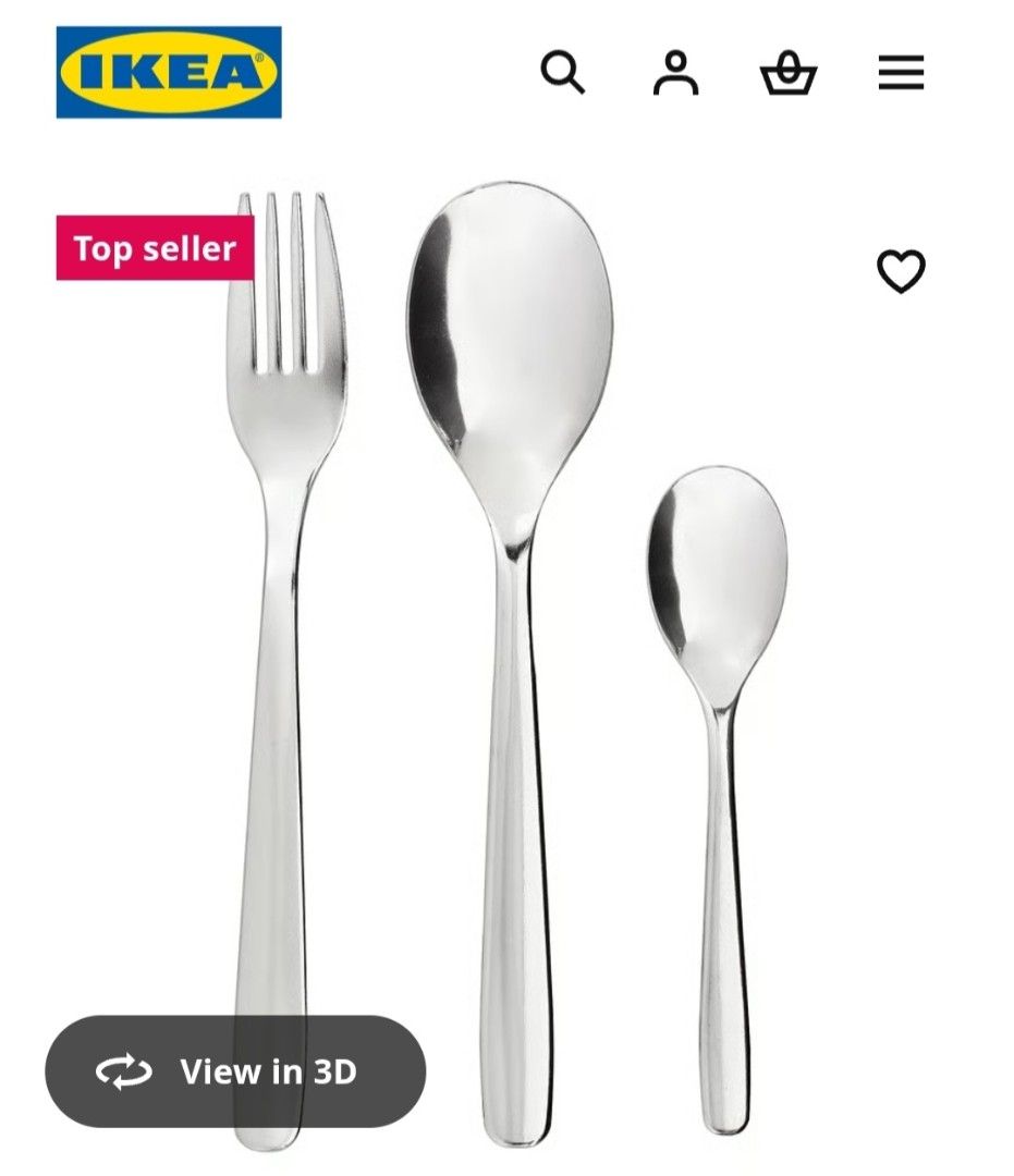 IKEA MOPSIG 6 pcs. Flatware Set Diningware Cutlery Utensils Dinnerware Spoon Fork Teaspoon (Category: Dinnerware & Cutlery) located in Quezon City. Submitted by helpmedeclutter___ (Listing ID 1469629663, Image 3). Description: - Brand: IKEA - Product: MOPSIG - Condition: Brand new - Includes: 2 forks, 2 spoons, and 2 teaspoons (6 pieces total) - Material: Durable stainless steel - Design: Simple and modern, ideal for daily dining.