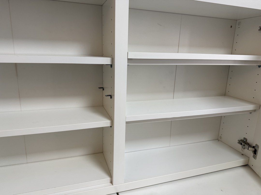 IKEA White Wall Cabinet Glass Doors Display Unit, Furniture & Home ...