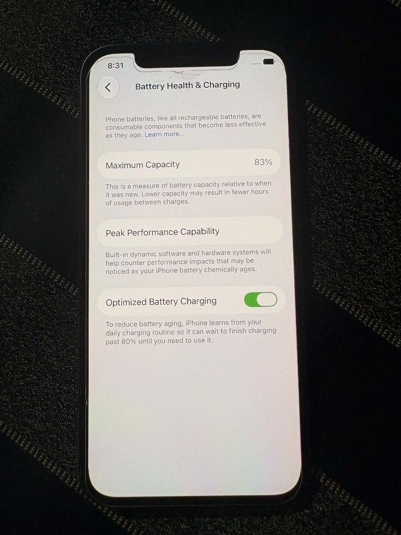 iPhone 12 (Category: iPhone 12 Series) located in Manila. Submitted by joweeeeeemmm (Listing ID 1469692922, Image 3). Description: FOR SALE: iPhone 12 64gb Price: ₱[10,500] Black 64GB Battery Health: 83% Unit itself walang cord.