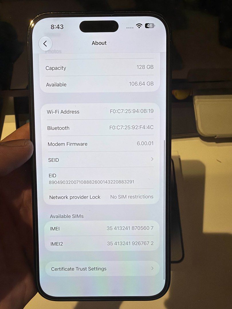 Iphone 14 pro max 128gb Color: Space Black (Category: iPhone 14 Series) located in Cavite. Submitted by villary (Listing ID 1469734829, Image 2). Description: - Model: iPhone 14 Pro Max - Storage: 128GB - Color: Space Black - Battery Health: 100% - Network: Factory Unlocked / No SIM restrictions - Condition: New battery replacement, minimal dents & well-maintained - Meetup Locations: SM Center Imus or Ayala Malls Vermosa, Cavite.