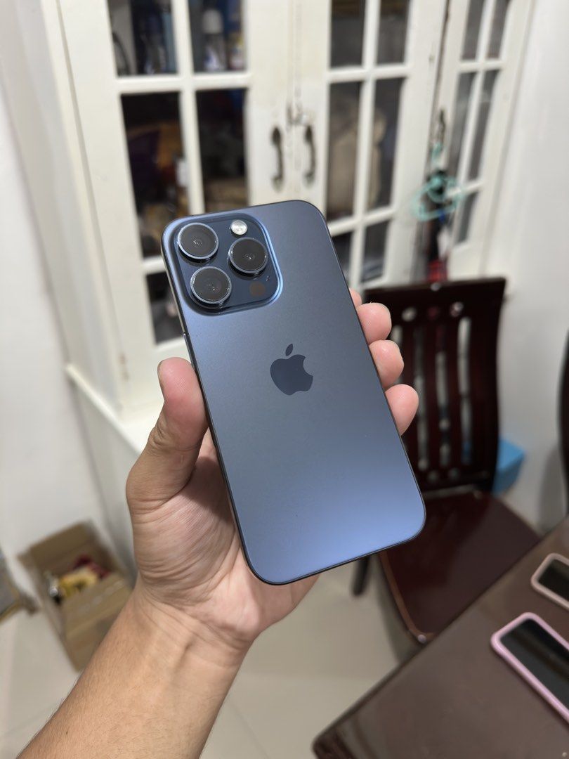 Iphone 15 Pro (128 GB) Blue Titanium (Category: iPhone 15 Series) located in Cavite. Submitted by densansae (Listing ID 1469646314, Image 1). Description: FS or Swap: Iphone 15 Pro (128 GB) Blue Titanium ₱33,500 Only ( Negotiable ) 🔋96% Battery Health • 610 Cycle Count Not Boosted or Replaced / Nagamit lang nung nasira unang phone ✅Factory Unlocked / All sim Pwede ✅Face ID working ✅Ios 26 ✅ NTC Approved Issue: Few Scratches On screen and Some mi
