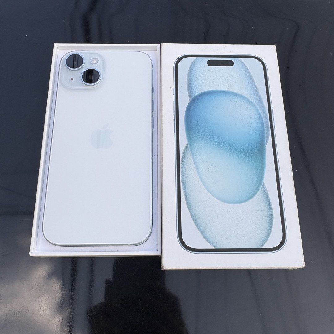 iPhone 15 w/ APPLE WARRANTY (Category: iPhone 15 Series) located in Makati City. Submitted by rikairi (Listing ID 1469740105, Image 1). Description: iPhone 15 128GB Blue Purchased from Apple Flagship Store Under Apple Warranty until 04/13/27 98% Battery Health 🔋 110 Cycle Count 10/10 Pristine Condition No Scratches/Dents No Issues/Repairs Inclusions: Unit, Box, Case Location: Makati Can do Meet-ups along LRT/ MRT Stations.