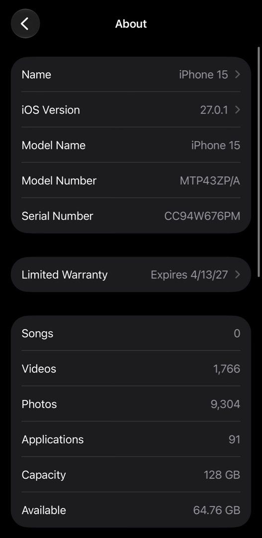 iPhone 15 w/ APPLE WARRANTY (Category: iPhone 15 Series) located in Makati City. Submitted by rikairi (Listing ID 1469740105, Image 2). Description: iPhone 15 128GB Blue Purchased from Apple Flagship Store Under Apple Warranty until 04/13/27 98% Battery Health 🔋 110 Cycle Count 10/10 Pristine Condition No Scratches/Dents No Issues/Repairs Inclusions: Unit, Box, Case Location: Makati Can do Meet-ups along LRT/ MRT Stations.