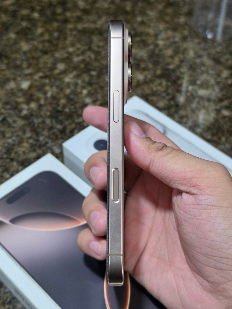 iPhone 16 Pro 128GB (Category: iPhone 16 Series) located in Caloocan City. Submitted by mhdooma (Listing ID 1469662112, Image 3). Description: iPhone 16 Pro 128GB Desert Titanium (88% Battery Health) Unlocked Local Variant Orig Box Included Cases Included Loc. North Caloocan 37K .
