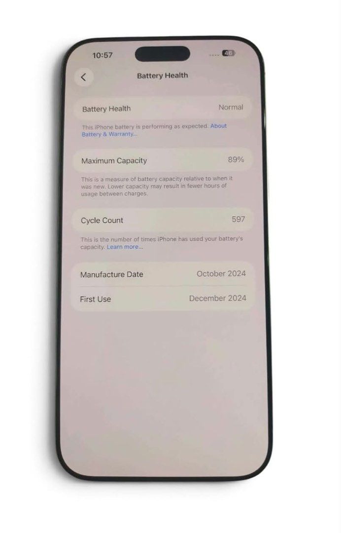 Iphone 16 pro max 256g (Category: iPhone 16 Series) located in Muntinlupa City. Submitted by lloydsky17 (Listing ID 1469666387, Image 2). Description: Iphone 16 pro max 256g Open line Physical dual sim No issue Makinis No dent 45k fixed Pass sa puro tanung.