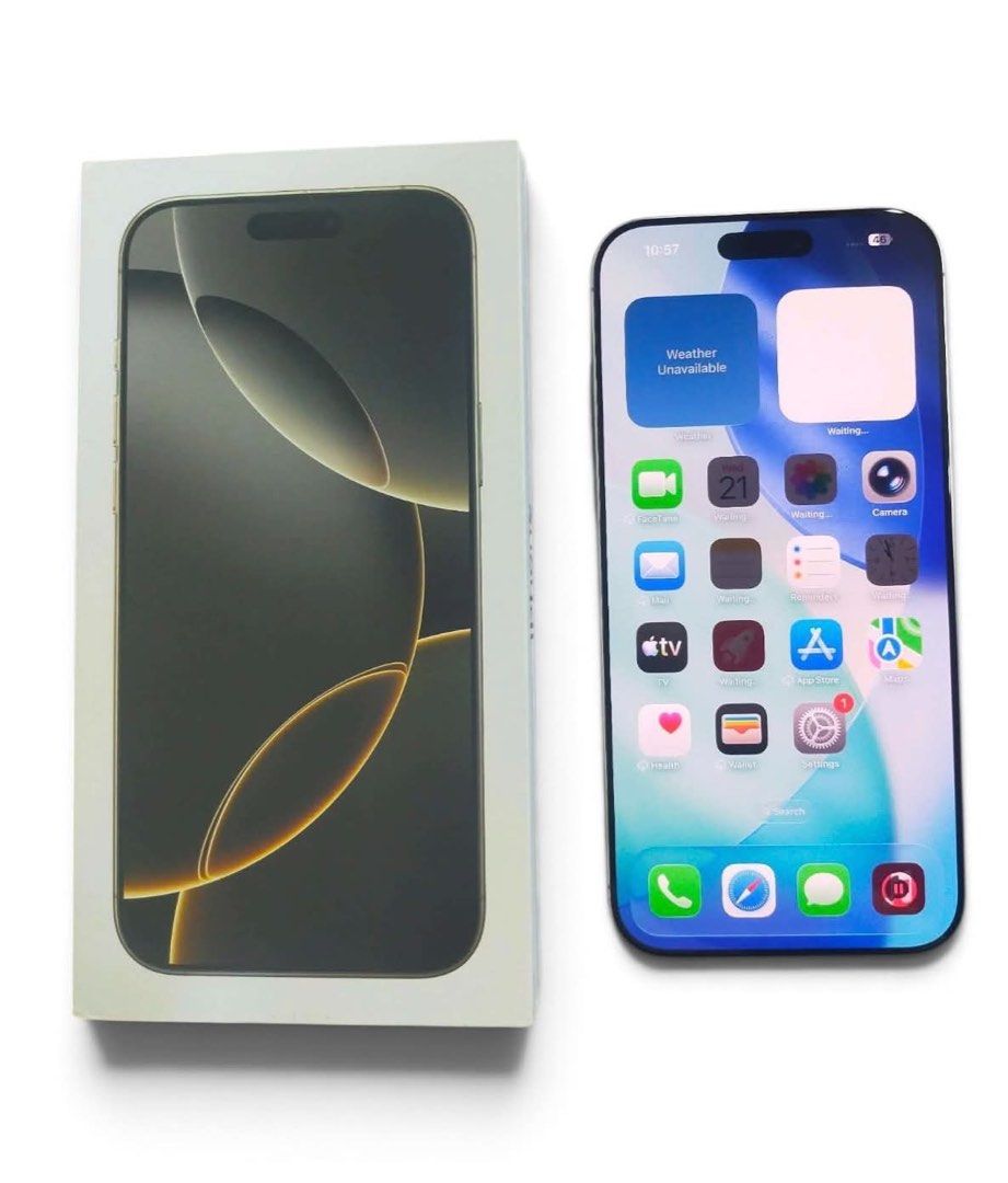 Iphone 16 pro max 256g (Category: iPhone 16 Series) located in Muntinlupa City. Submitted by lloydsky17 (Listing ID 1469666387, Image 3). Description: Iphone 16 pro max 256g Open line Physical dual sim No issue Makinis No dent 45k fixed Pass sa puro tanung.