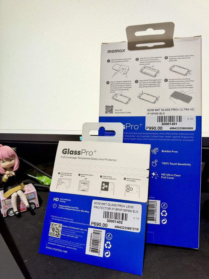iPhone 18 Pro Max Tempered Glass (Category: Other Mobile & Gadget Accessories) located in Manila. Submitted by ashleymerc (Listing ID 1469636740, Image 2). Description: - Momax iPhone 18 Pro Max Tempered Glass and Lens Protector - Brand New - PHP 990.