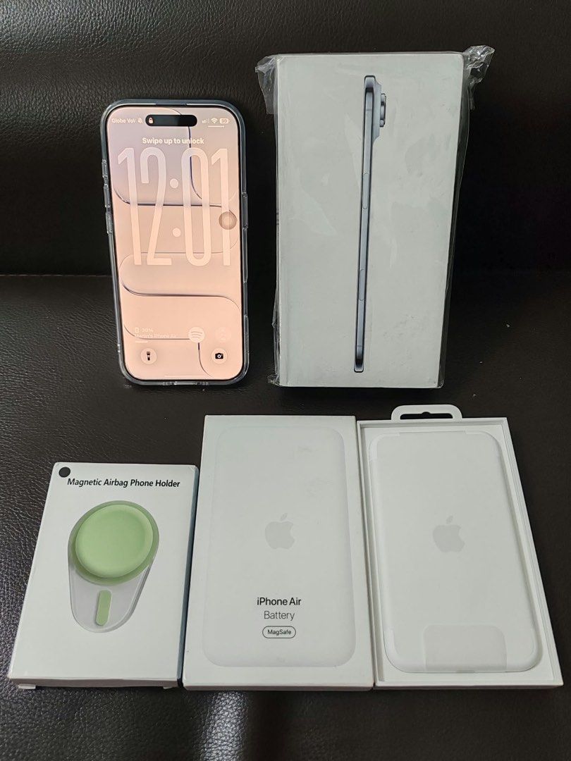 iPhone Air Sky Blue (256GB) and Apple MagSafe Battery Pack (Category: Other Gadgets) located in Las Pinas. Submitted by szntiago (Listing ID 1469733621, Image 1). Description: iPhone Air Sky Blue (256GB) Excellent Condition | 100% Battery Health | Only 6 Battery Cycles | Openline Selling my iPhone Air Sky Blue (256GB), received as a gift from my uncle in Canada and unboxed on October 16, 2026. The phone is barely used since I only use it as a bac