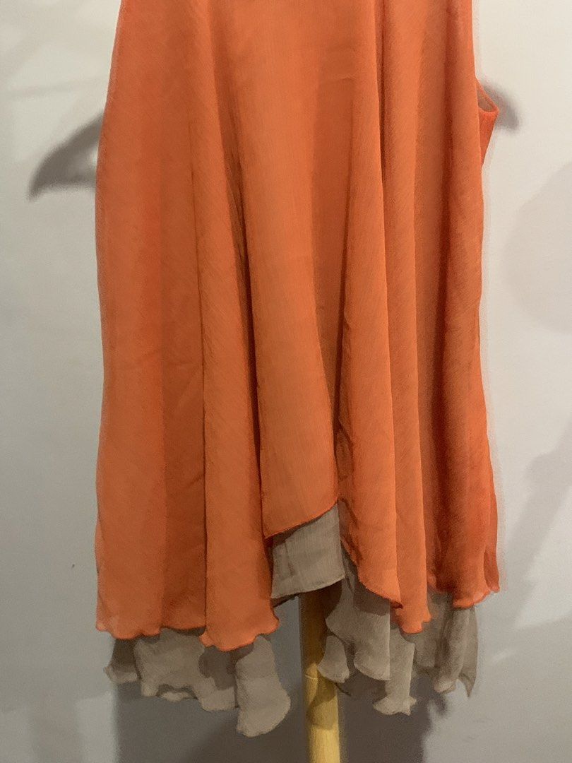 IVORY Orange Spaghetti Strap Layered Top/Mini dress (Category: Dresses) located in Muntinlupa City. Submitted by pink.poppies (Listing ID 1469656174, Image 2). Description: - super lightweight n flowy - its so pretty in person cam doesnt give it justice :( .