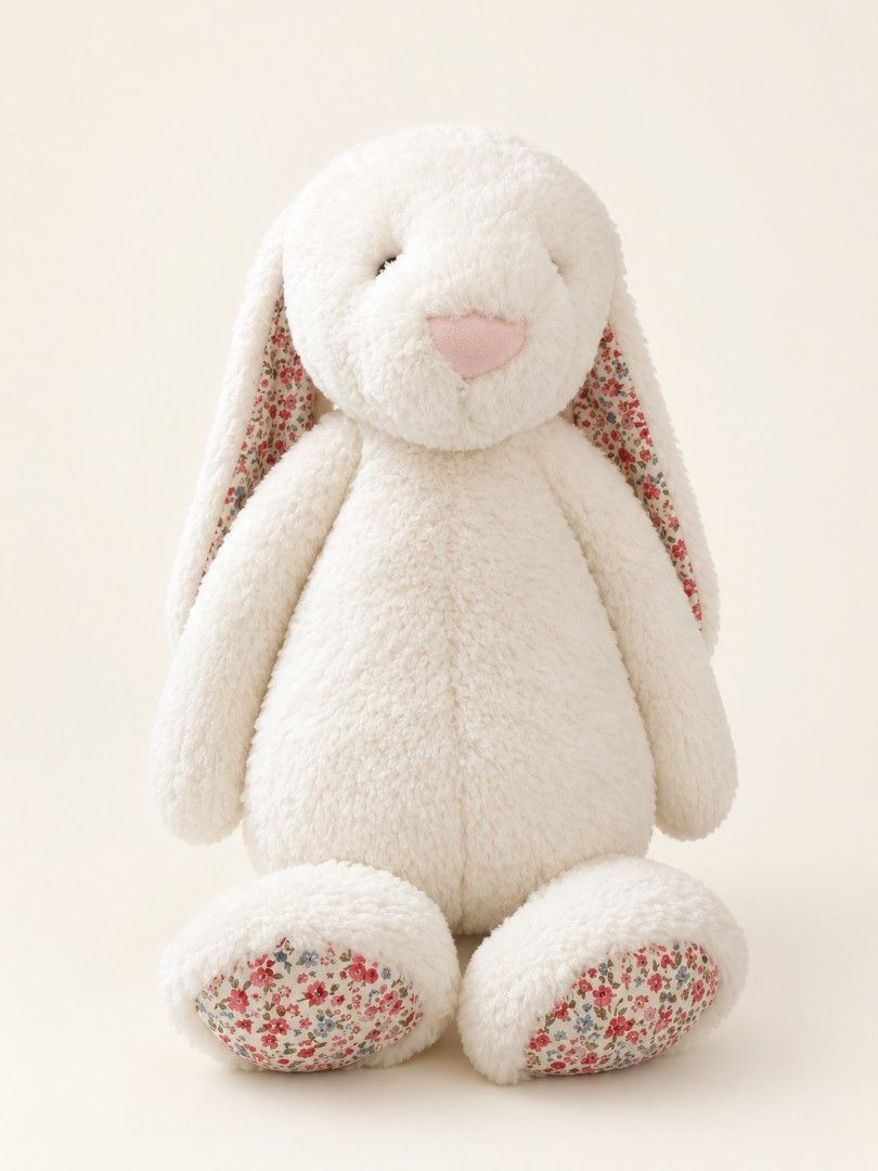 JELLYCAT Large Cream Blossom Bunny (Category: Plushies & Soft Toys) located in Baybay. Submitted by fierceearth-ba38 (Listing ID 1469631365, Image 1). Description: jellycat Large Cream Blossom Bunny cute, fluffy white bunny plushie with pink floral details on its ears and feet. Perfect as a gift for birthdays, anniversaries, Valentine's Day, or for anyone who loves cuddly stuffed toys. 🤍 ✨ Soft and fluffy material 🌸 Cute floral design 🐰 Long f