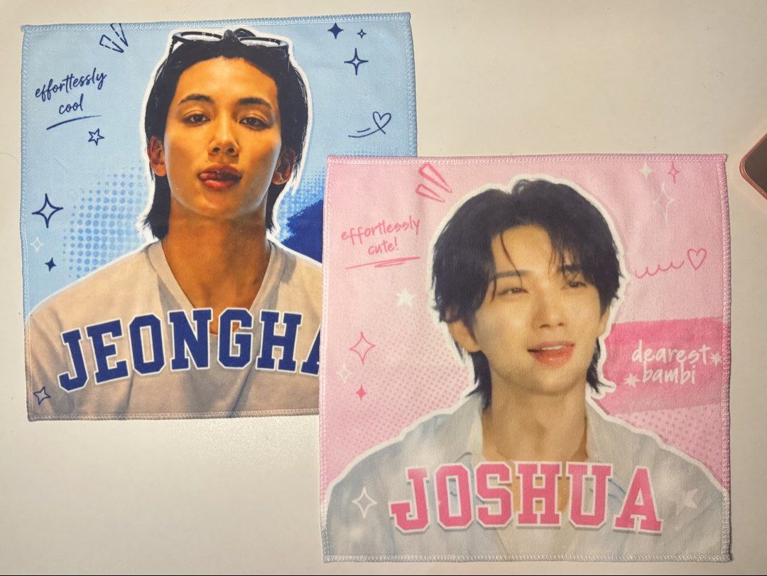 Jeonghan Joshua Towel (Category: K-Wave Merchandise) located in Bulacan. Submitted by shuaromi (Listing ID 1469718837, Image 1). Description: never been used sold as set only.
