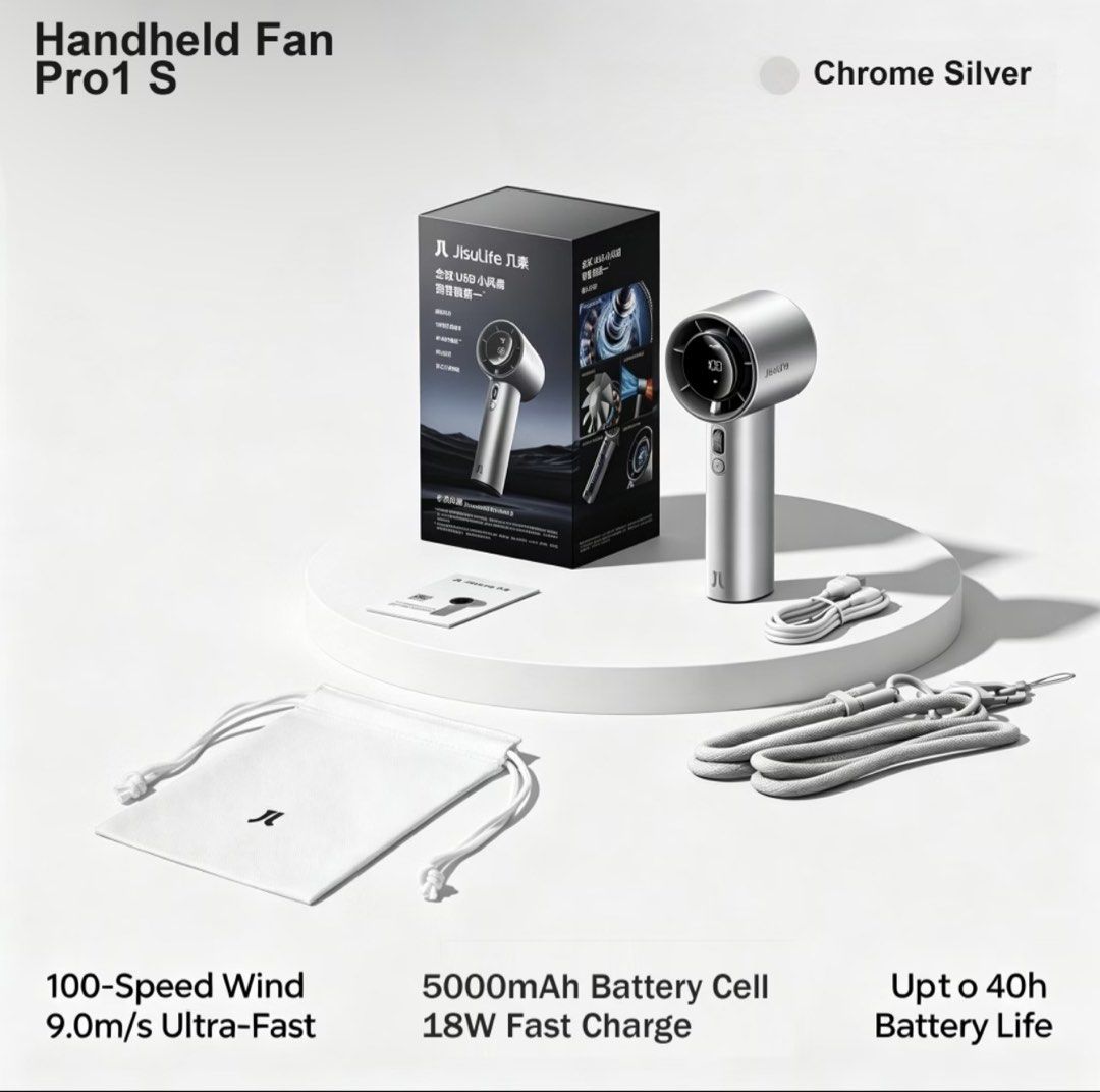 JisuLife Handheld Fan Pro1 S Chrome Silver (Category: Fans) located in Morong. Submitted by bsbags (Listing ID 1469687143, Image 2). Description: -no issue -1 week old free pink lanyard rfs: upgrade .
