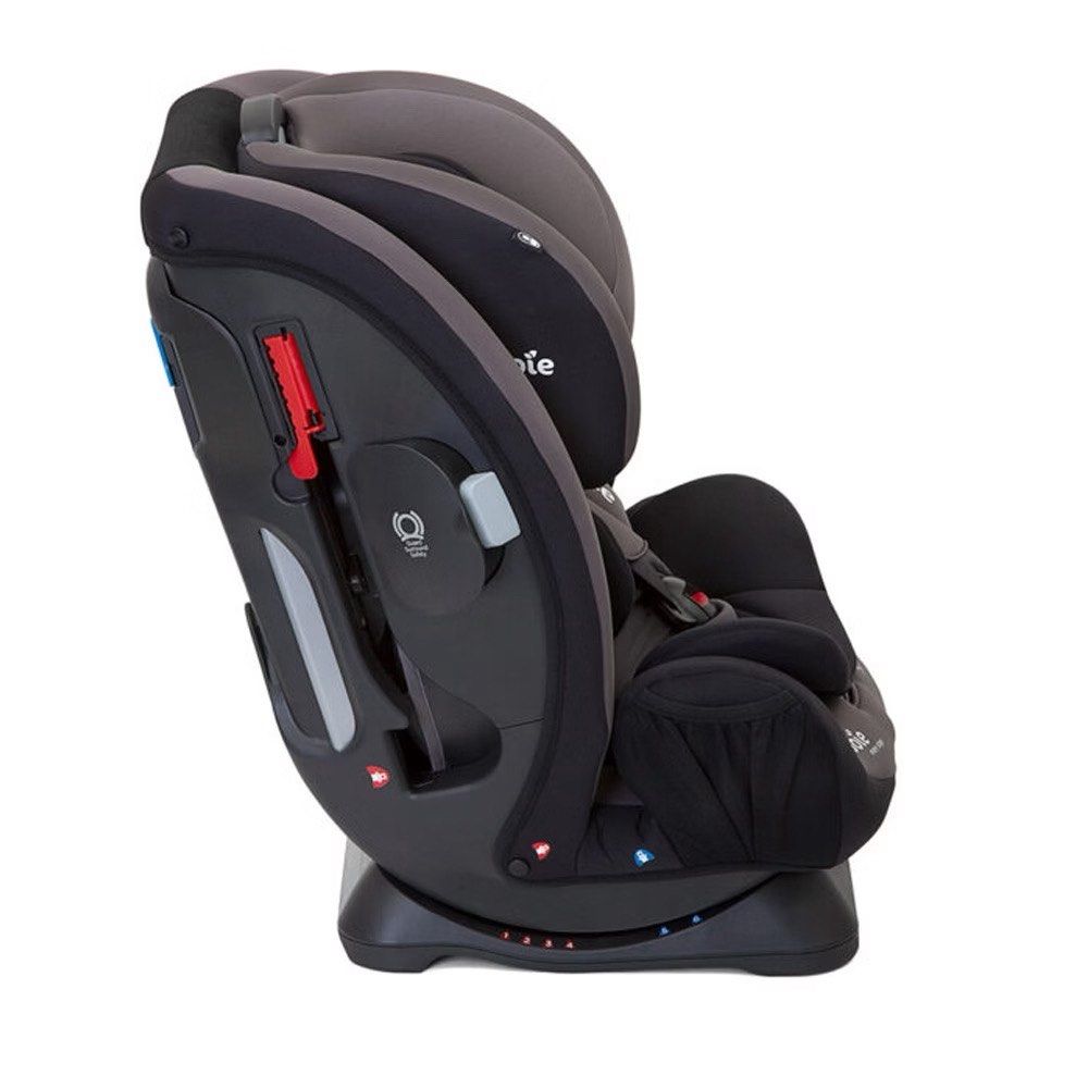 Joie Every Stage Car Seat (Category: Car Seats) located in Santa Cruz. Submitted by liacong (Listing ID 1469670699, Image 2). Description: Joie Every Stage car seat in dark grey and black. Group 0+/1/2/3 child car seat grows with your child from birth up to 36 kg. Multiple recline positions for rear-facing and forward-facing modes. Adjustable headrest and harness system. Side impact security panels included. Sturdy plastic base with clear recline