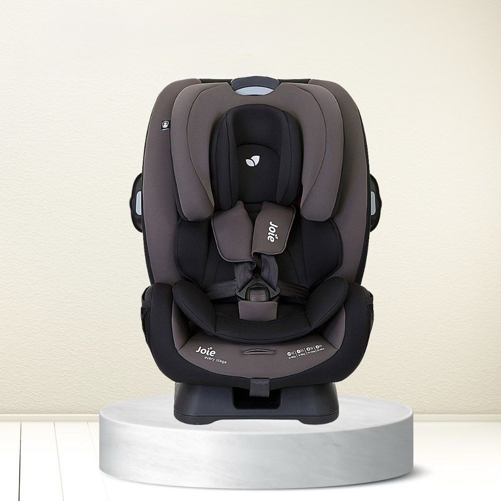 Joie Every Stage Car Seat (Category: Car Seats) located in Santa Cruz. Submitted by liacong (Listing ID 1469670699, Image 1). Description: Joie Every Stage car seat in dark grey and black. Group 0+/1/2/3 child car seat grows with your child from birth up to 36 kg. Multiple recline positions for rear-facing and forward-facing modes. Adjustable headrest and harness system. Side impact security panels included. Sturdy plastic base with clear recline